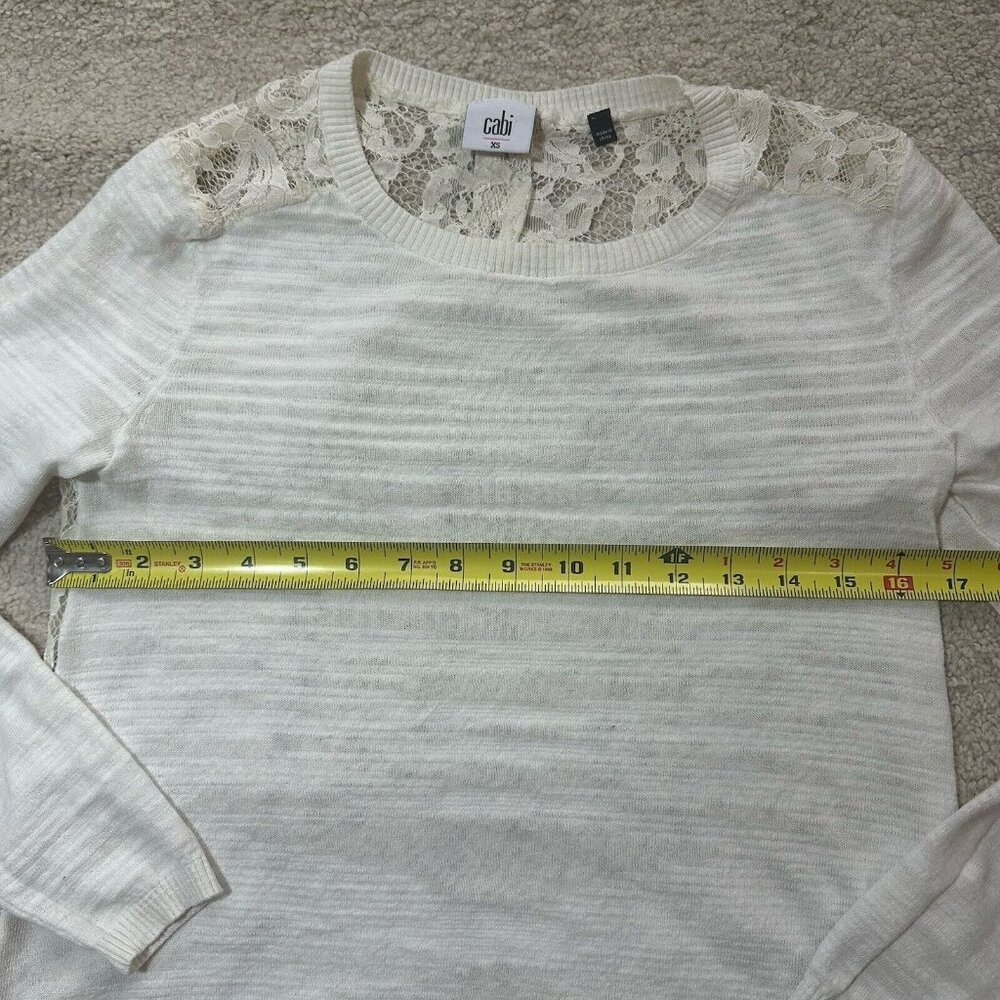 Cabi Sweater Women's XS White Cream Sophia Lace Back Sweater Feminine 5005 - Picture 6 of 14